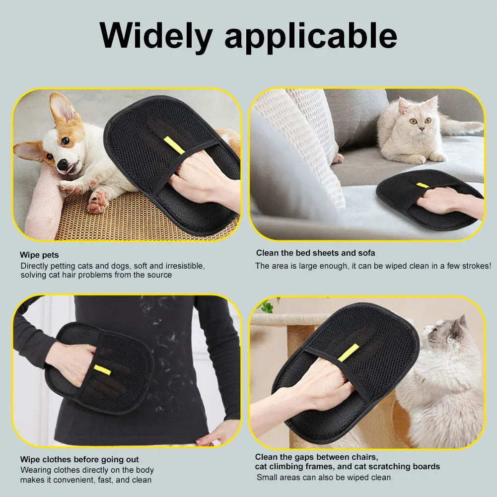 Pet Grooming Glove – Double-Sided Deshedding Mitt for Dogs, Cats & Rabbits (Long, Short & Curly Hair)