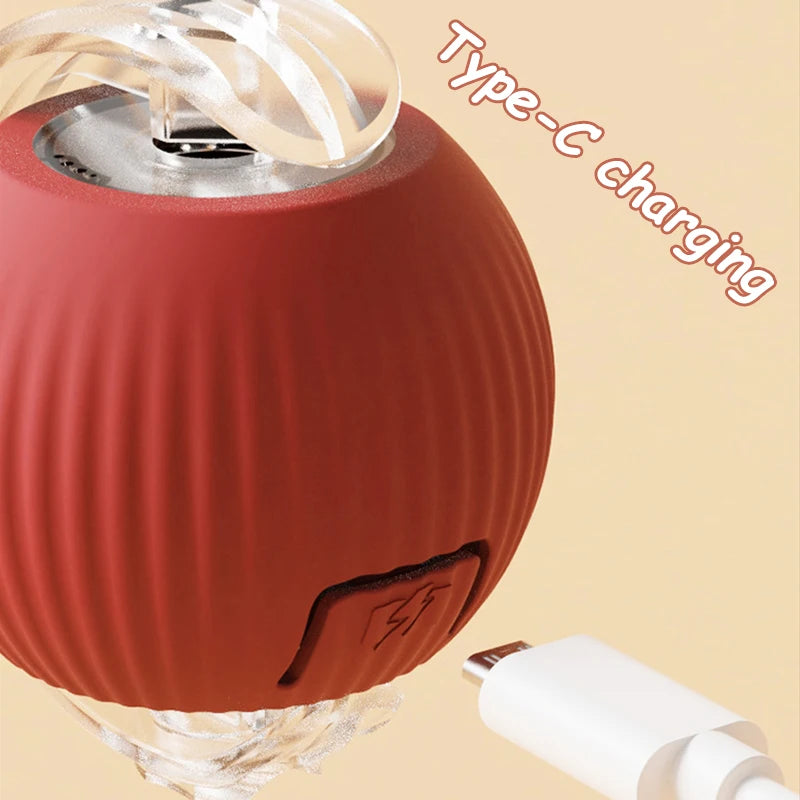 Smart Rolling Cat Ball – Rechargeable Interactive Pet Toy with Faux Tail & Motion Sensor