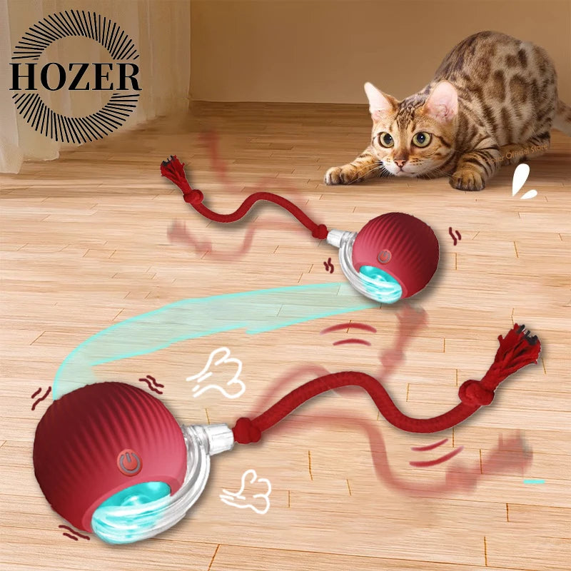 Smart Rolling Cat Ball – Rechargeable Interactive Pet Toy with Faux Tail & Motion Sensor