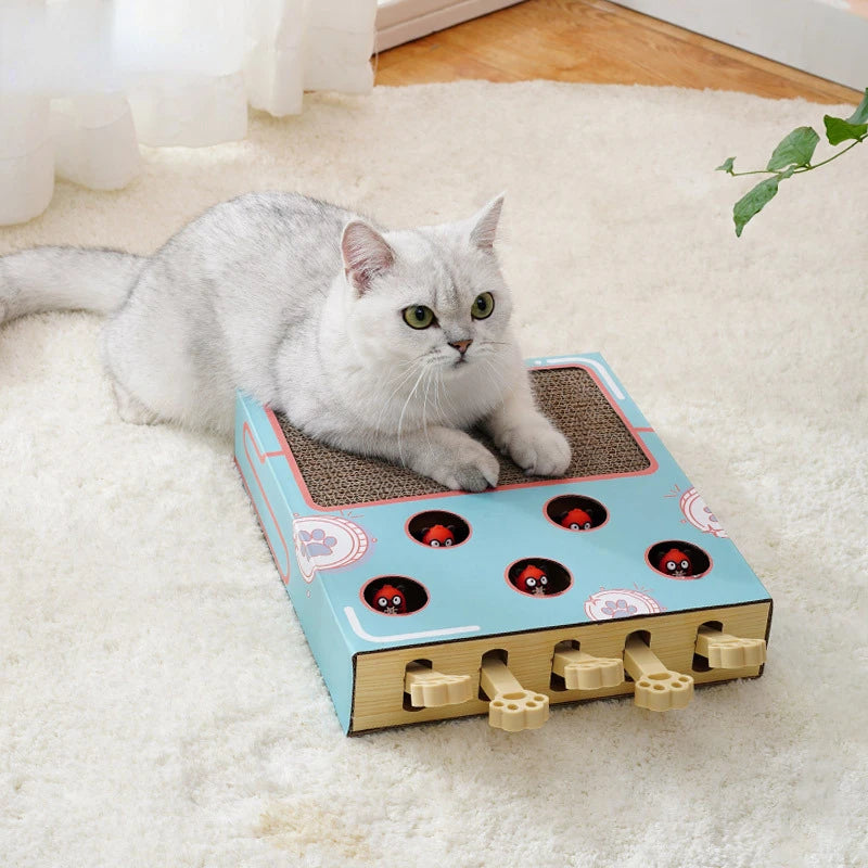 Interactive Whack-a-Mole Cat Scratching Board – Multifunctional Wooden Toy for Claw Grinding & Resting