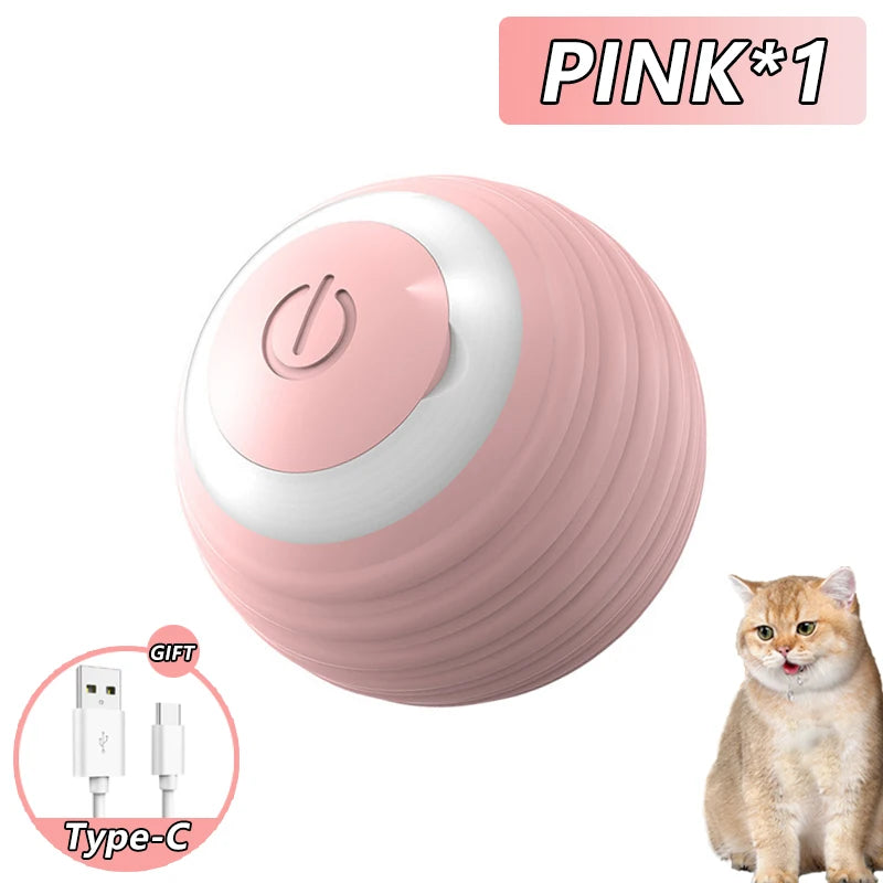 Smart Rolling Cat Ball – Rechargeable Interactive Pet Toy with Faux Tail & Motion Sensor
