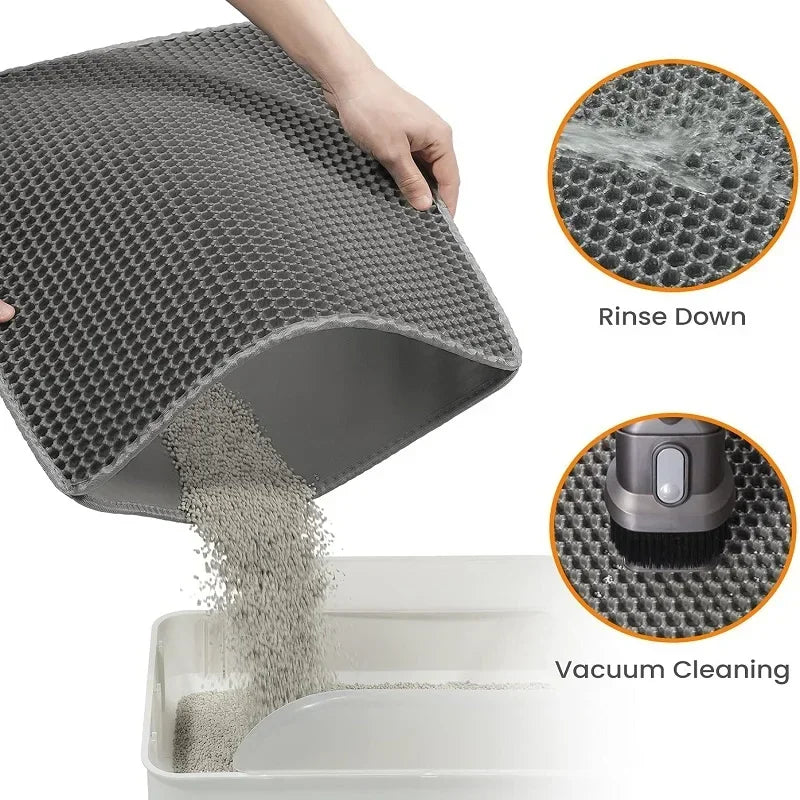 Waterproof Double-Layer Cat Litter Mat – Non-Slip, Washable EVA Clean Pad for Cats