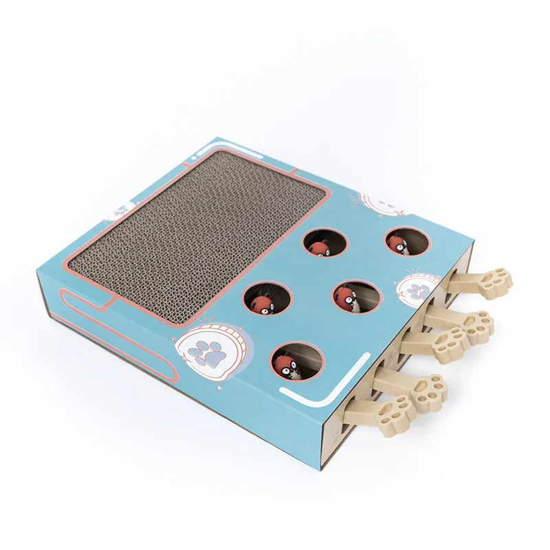 Interactive Whack-a-Mole Cat Scratching Board – Multifunctional Wooden Toy for Claw Grinding & Resting