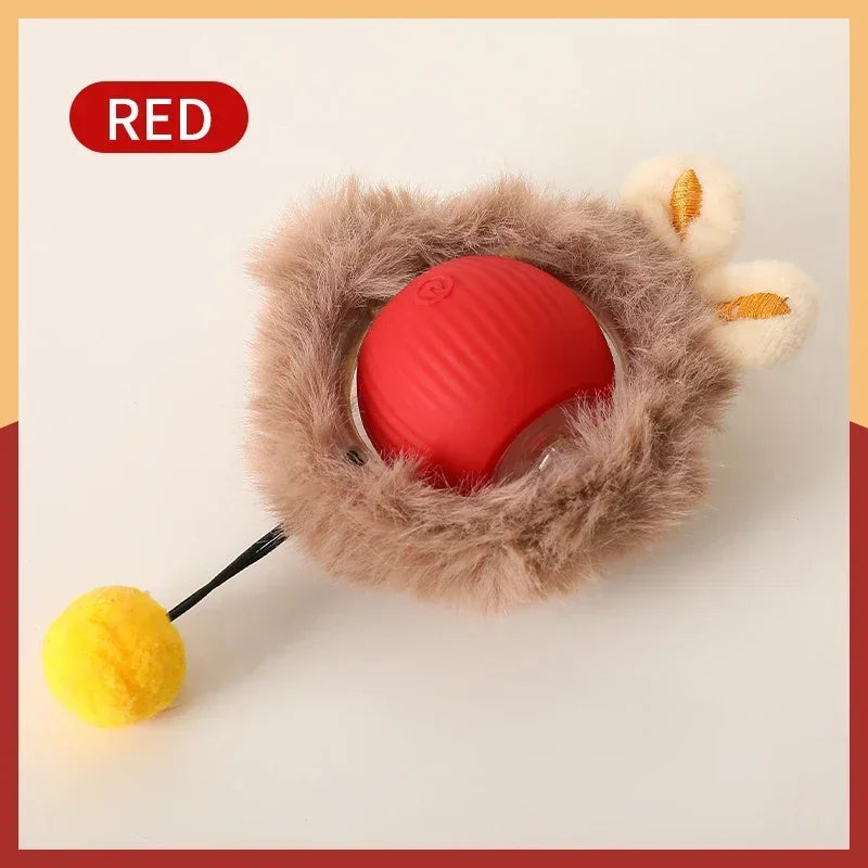 Smart Rolling Cat Ball – Rechargeable Interactive Pet Toy with Faux Tail & Motion Sensor