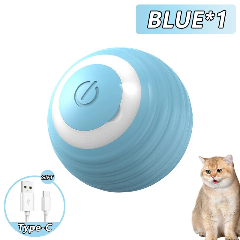 Smart Rolling Cat Ball – Rechargeable Interactive Pet Toy with Faux Tail & Motion Sensor