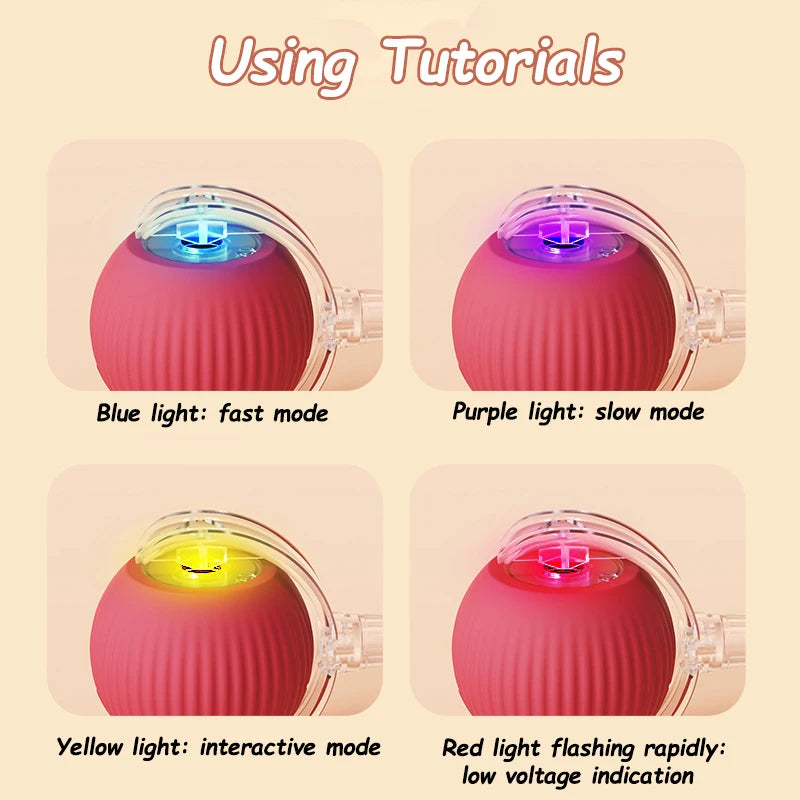 Smart Rolling Cat Ball – Rechargeable Interactive Pet Toy with Faux Tail & Motion Sensor