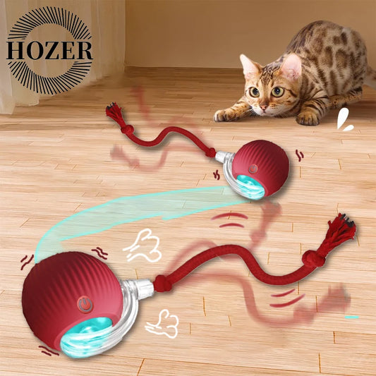Smart Rolling Cat Ball – Rechargeable Interactive Pet Toy with Faux Tail & Motion Sensor