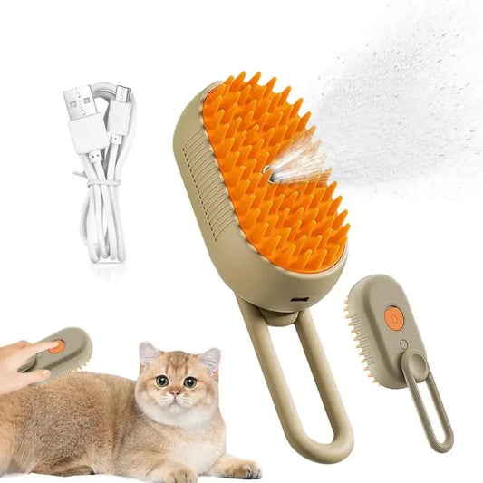 3-in-1 Cat Steam Grooming Comb – Spray, Massage & Hair Removal Tool